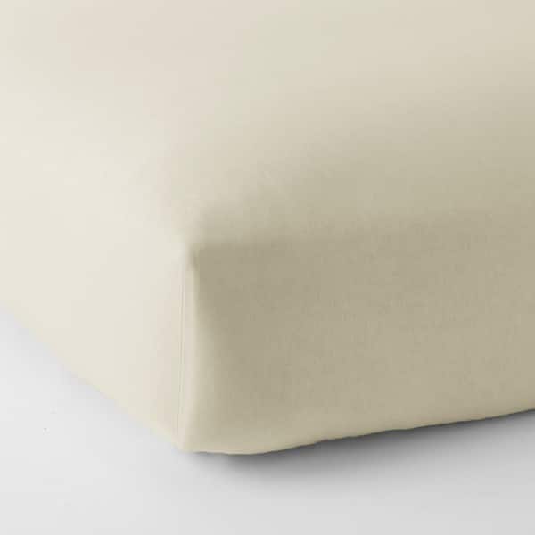 The Company Store Organic Cotton Jersey Knit Natural Solid Queen Fitted Sheet