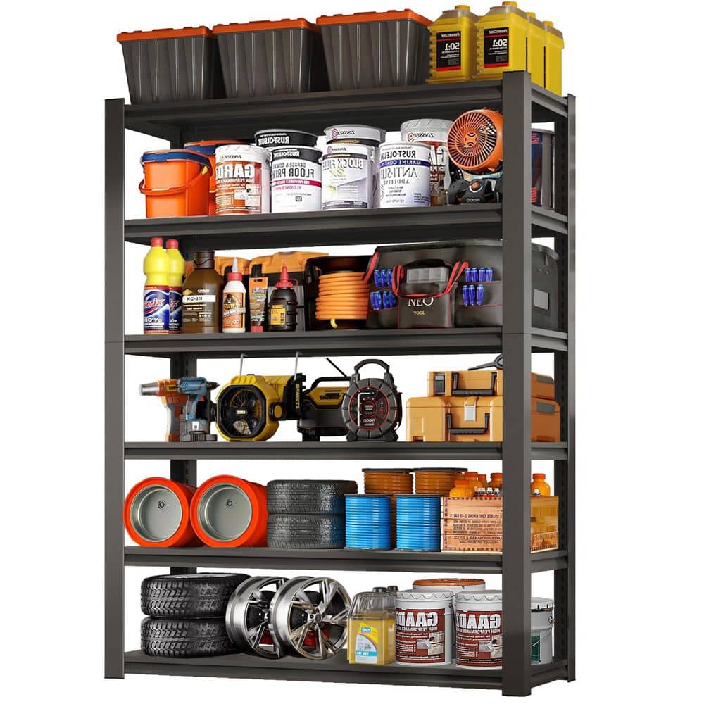 6-Tier Heavy Duty Steel Freestanding Adjustable Storage Rack in Black (48 in. W x 82 in. H x 18 in. D) price history on PriceWatchPro