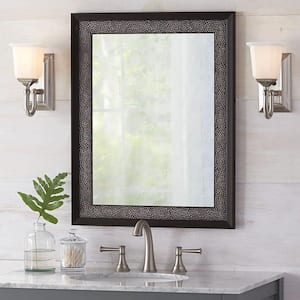 23 in. W x 29 in. H Framed Rectangular Anti-Fog Bathroom Vanity Mirror in Pewter and Espresso Finish