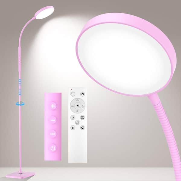 67 in. Pink Adjustable Height Standard Floor Lamp with Remote and Touch Control