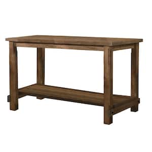 Janet Antique Natural Oak Wood Counter Height Rectangular Dining Table