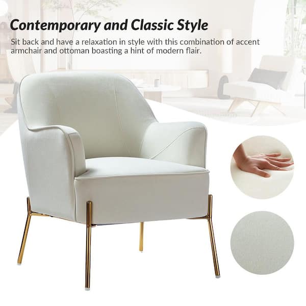 JAYDEN CREATION Nora Ivory Velvet Arm Chair (Set of 2) CHM6154A