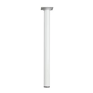 Round Metal Table Leg, White - 16 in. H x 1.125 in. Dia. - Steel Construction with Wide Foot Pad for Stability