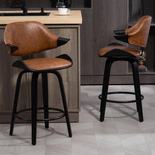 Faux Leather Vintage Brown Leather Bar Stools Glamour Home