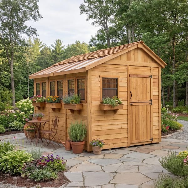 Sunshed 8 ft. x 12 ft. Western Red Cedar Garden Shed