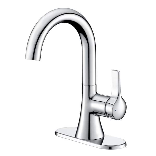 Nita Single-Handle High-Arc Lavatory Single Hole Bathroom Sink Faucet with Drain Assembly in Chrome Polished