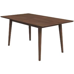 Imani 63 in. Mid Century Modern Style Solid Wood Walnut Brown Frame and Top Rectangular Dining Table (Seats 6)