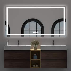 MOC 72 in. W x 36 in. H Large Rectangular Frameless LED Lighted Wall Mount Bathroom Vanity Mirror with Memory Function