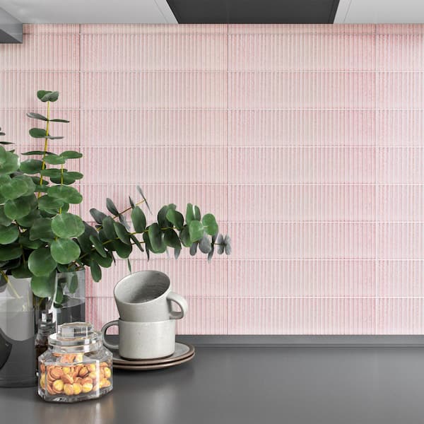 Soldeu Pink 2.95 in. x 11.81 in. Polished Ceramic Wall Tile (6.03 sq. ft./Case)