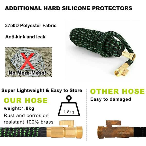 Garden Hose 100ft, Flexible Hose with 10 Function Hose Nozzle,  Non-Expandable, Lightweight, Kink-Free and Easy Storage Water Hose for  Outdoor