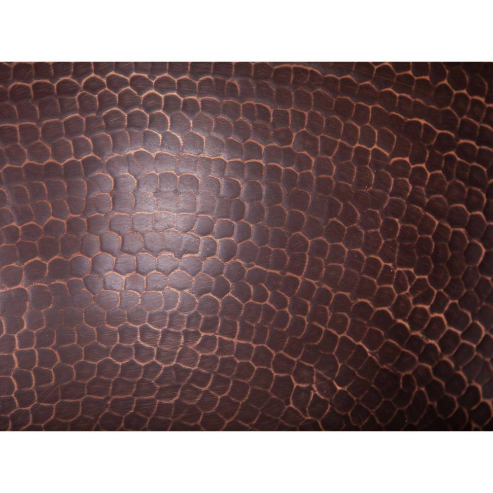 Antique Dark Copper Hand Hammered Vessel Sink, 14-inch