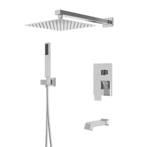 1 Spary 10 in. Dual Shower Head Wall Mounting Fixed and Handheld Shower Head 2.5 GPM in Chrome