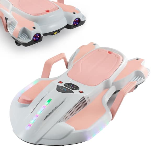 TOBBI 18-Volt Kids Ride on Drift Car Electric Drifting Car with 360° Rotating, Flashing Lights and Music, Pink
