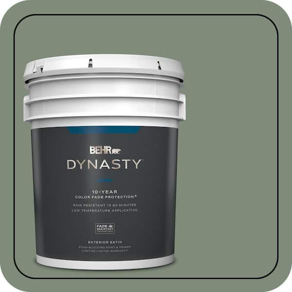 BEHR DYNASTY 5 gal. #450F-5 Amazon Moss Satin Enamel Exterior Stain-Blocking Paint & Primer