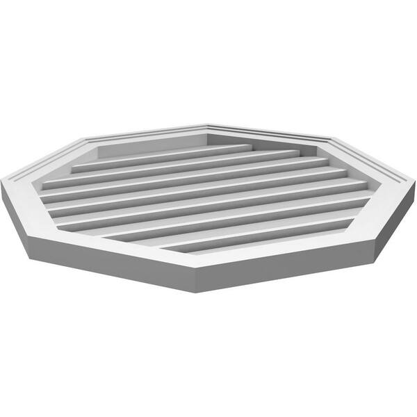 Ekena Millwork - 26" x 26" Octagonal Surface Mount PVC Gable Vent: Functional with Brickmould Frame
