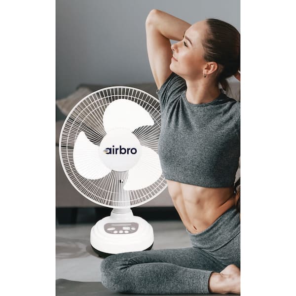 FSA-12 12-In Rechargeable AC/DC Fan in White with Solar Charging