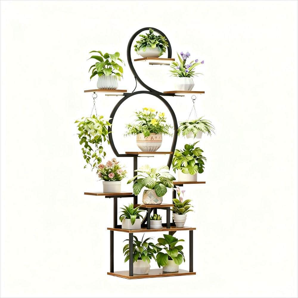 Jushua 9 Tiered Metal Plant Shelf Plant Stand Indoor with Grow