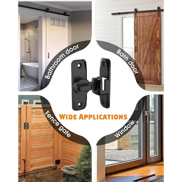 90/180 Degree Barn Door Lock – Small Flip Gate Latch For Cabinets, Barn, Bathroom & Garden Security
