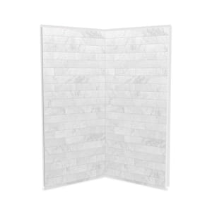 Utile 36 in. W x 80 in. H Direct-to-Stud Fiberglass Shower Wall Set for Corner in Marble Carrara, 2 Panels