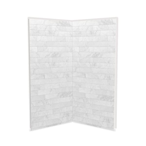 MAAX Utile 36 in. W x 80 in. H Direct-to-Stud Fiberglass Shower Wall Set for Corner in Marble Carrara, 2 Panels