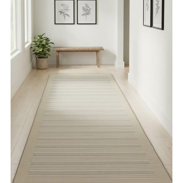 Monaco Bowline Natural-Ivory 2 ft. x 12 ft. Casual Flatwoven Stripe Polypropylene Runner Indoor/Outdoor Area Rug