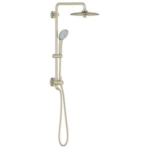 Retrofit System 260 3-Spray Patterns with 2.5 GPM 10.25 in. Wall Mount Dual Shower Heads in Brushed Nickel