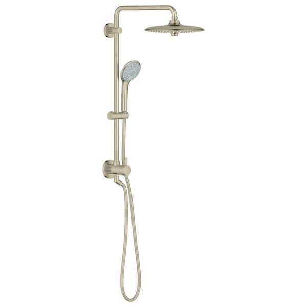 GROHE Retrofit System 260 3-Spray Patterns with 2.5 GPM 10.25 in. Wall Mount Dual Shower Heads in Brushed Nickel