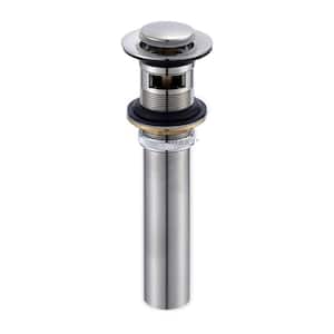 1-1/2 in. Brass Bathroom and Vessel Sink Push Pop-Up Drain Stopper With Overflow in Brushed Nickel