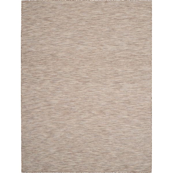 Nourison Positano Beige 8 ft. x 10 ft. Solid Modern Indoor/Outdoor Patio Patio Area Rug