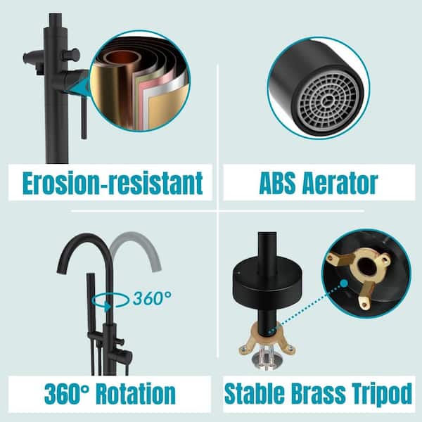 Single-Handle Freestanding Tub Faucet with Hand Shower in Matte Black