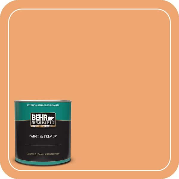 BEHR PREMIUM PLUS 1 qt. Home Decorators Collection #HDC-SP16-04 Apricot Jam Semi-Gloss Enamel Exterior Paint & Primer
