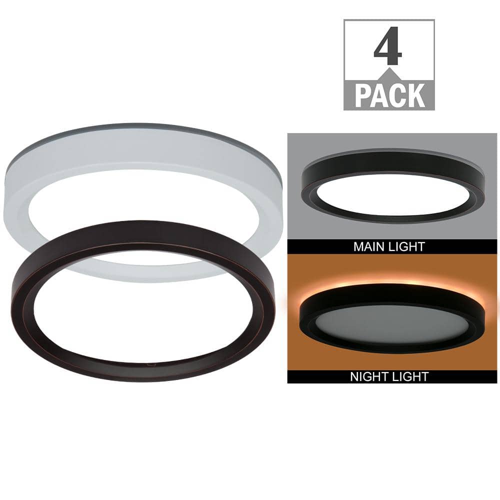 7.5 in. Round White Oil Rubbed Bronze Trims LED Flush Mount Ceiling Light A