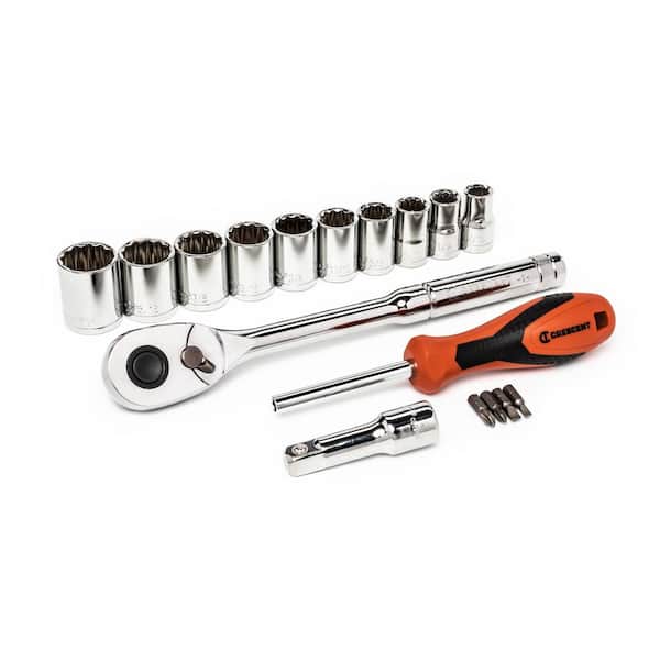 Crescent 1/2 in. Drive 12 Point SAE Mechanics Tool Set (17-Piece)