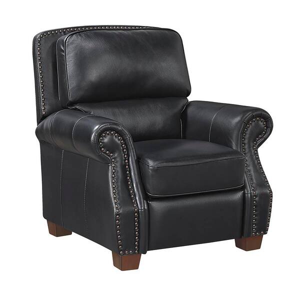 Lazzara Martina Black Leather Manual Push Back Recliner 8448BLK