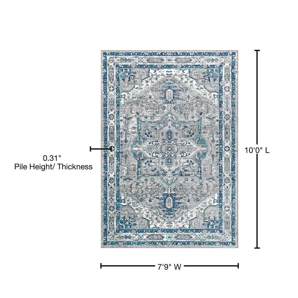 Gray Synthetic Reversible 8' x 10' Stain-Resistant Area Rug
