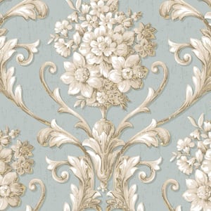 Floral Damask Vinyl Roll Wallpaper (Covers 56 sq. ft.)
