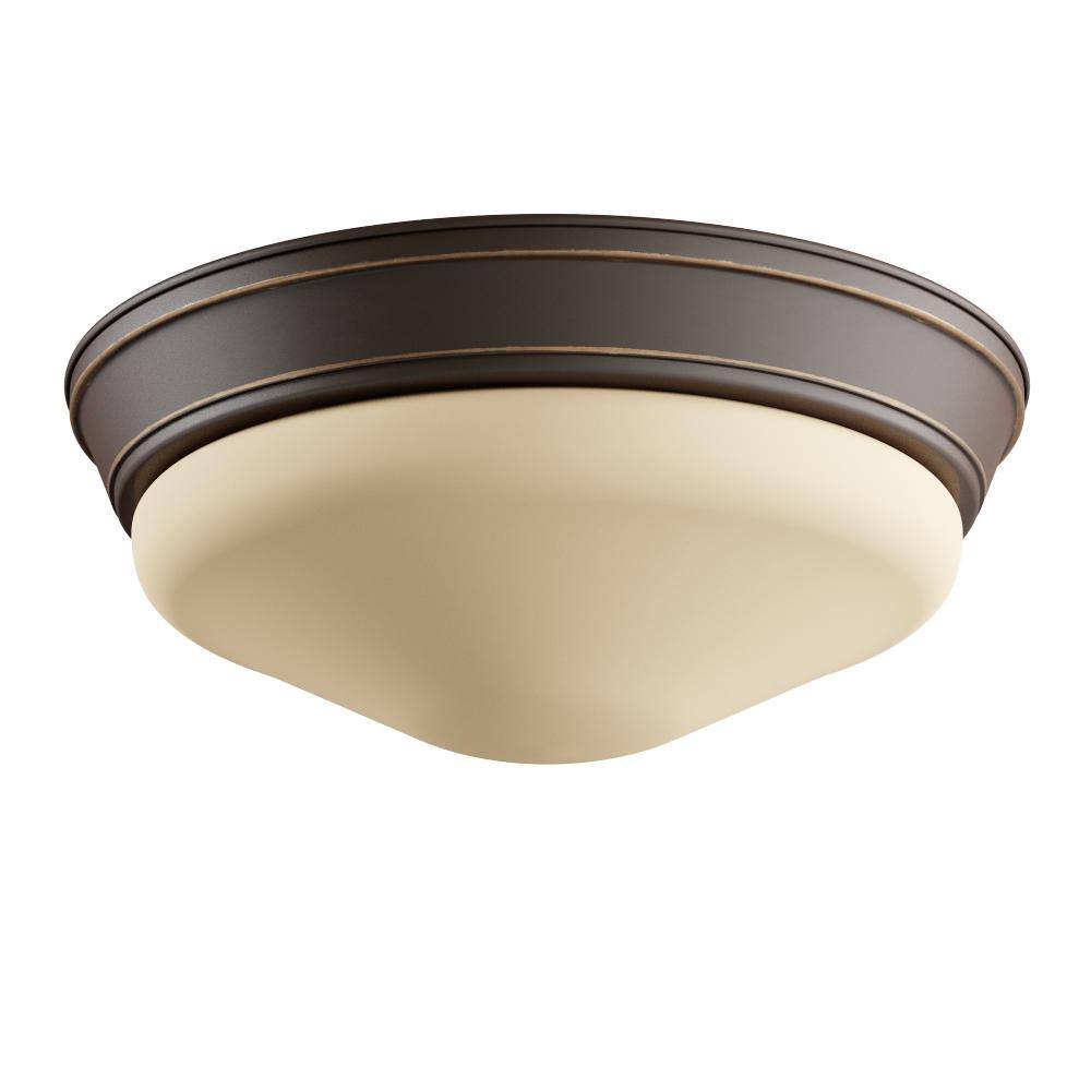 Antique Bronze 12.6" LED Flush Mount with Etched Glass