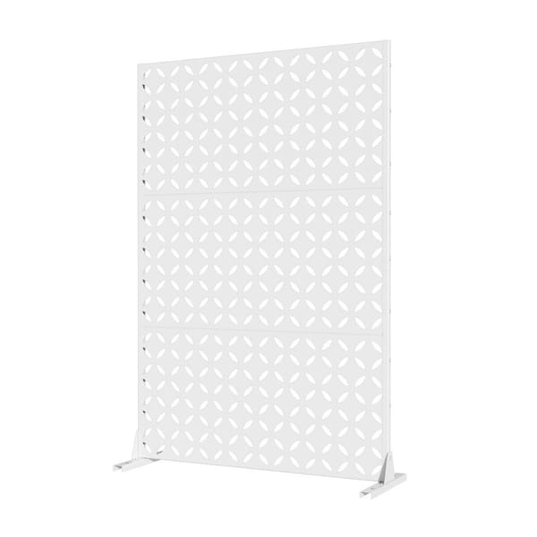 1-Piece 47.24 in. W x 72.05 in. H Rectangle White Metal Privacy Screen Outdoor Decorative Art Panel