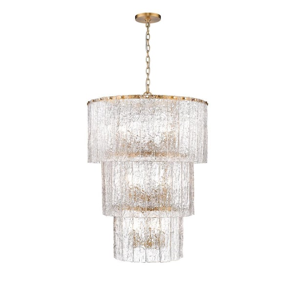 Glacier 12 light Modern Gold Tiered Chandelier with No Bulbs Included