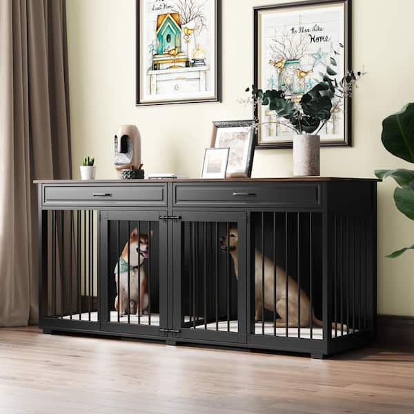  LVZBR Large Dog Crate Furniture for 2 Dogs, 71 Inch Heavy Duty  Dog Kennel Furniture with 2 Drawers & Removable Divider and Pet Mat for  Large and Medium Dogs Indoor : Pet Supplies