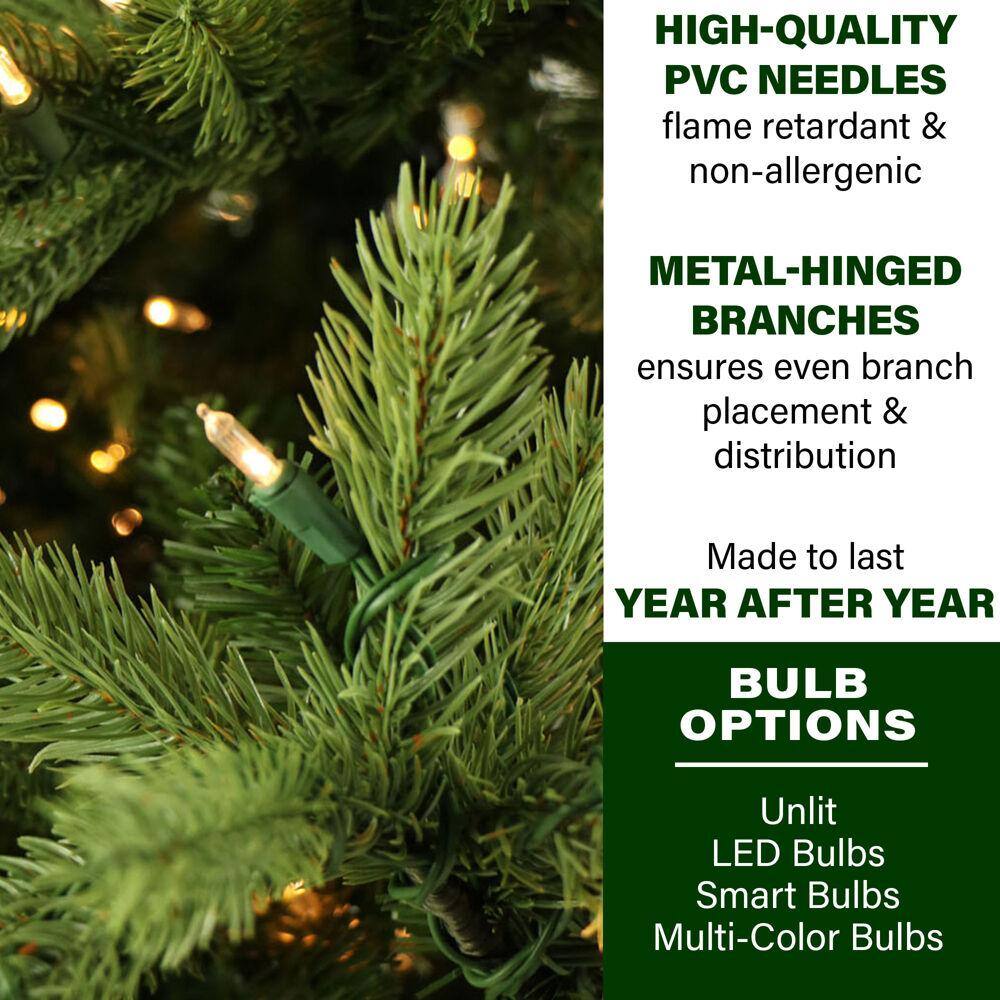 6.5-Foot Green Pine Christmas Tree with Warm White LED Lights