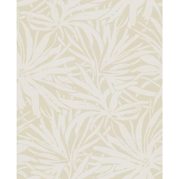 33.3 in. x 0.025 in. Beige Floral Canopy Non-Pasted Non-Woven Sisal Grasscloth Mural