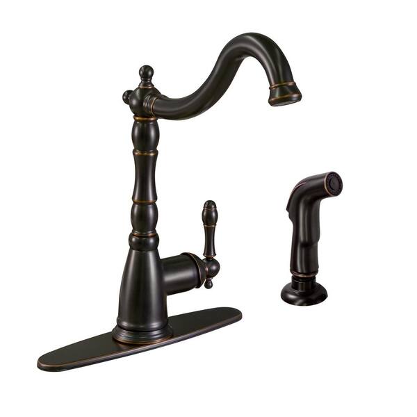 Design House Oakmont Single-Handle Standard Kitchen Faucet with Side Sprayer in Oil Rubbed Bronze