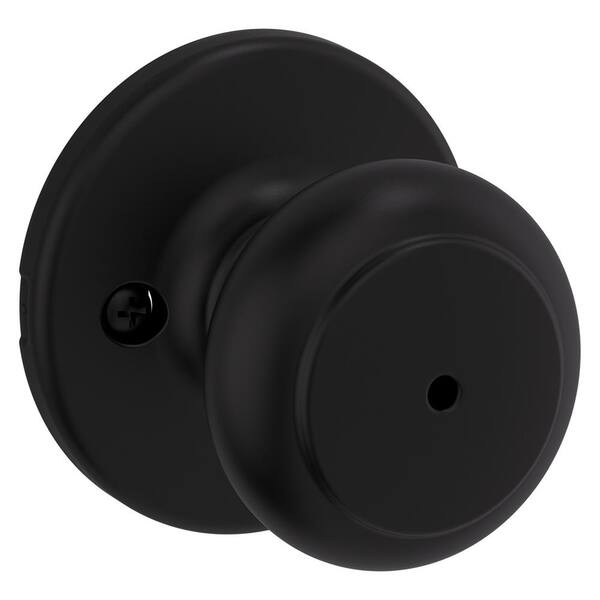 Kwikset Cove Matte Black Privacy Bed/Bath Door Knob with Lock