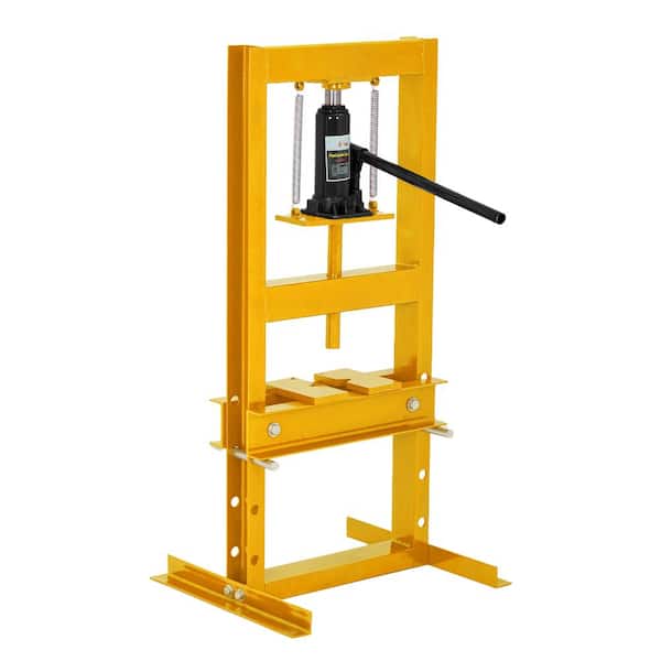 Heavy Duty Yellow 6 Ton H-Frame Hydraulic Shop Press with Adjustable Work Table,Steel Press Plates