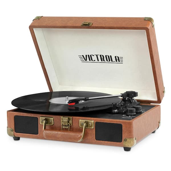 Portable Record Player 3-Speed Bluetooth Suitcase Turntable with Stereo Speakers 