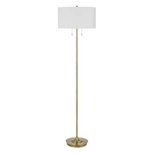 64 in. H Antique Brass Metal Floor Lamp with Pull Chain Switch