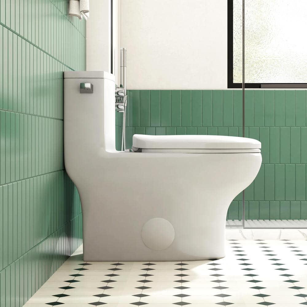 Salerno White 1.28 GPF Elongated One-Piece Toilet