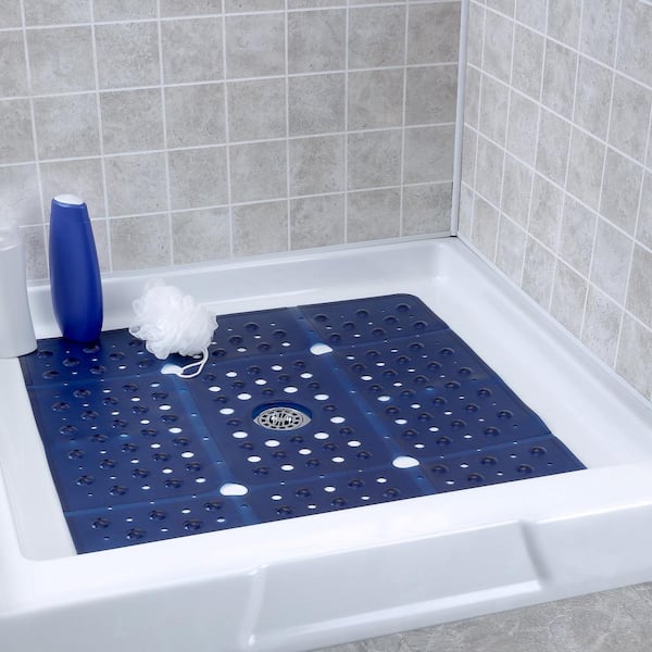 SlipX Solutions 27 in. x 27 in. Extra Large Square Shower Mat in Translucent Navy