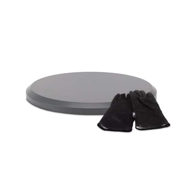 21.1 in. Huddle and Social Fire Pit Metal Tabletop Cover Gray and Gloves